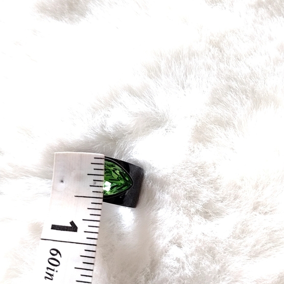 Stainless Steel Black and Green Gothic Statement Ring - Picture 10 of 11